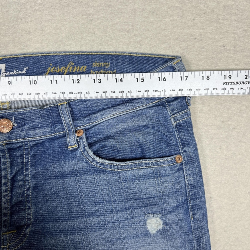 7 For All Mankind Josefina Skinny Boyfriend Jeans‎ Womens 30 Blue Distressed USA - Picture 10 of 16